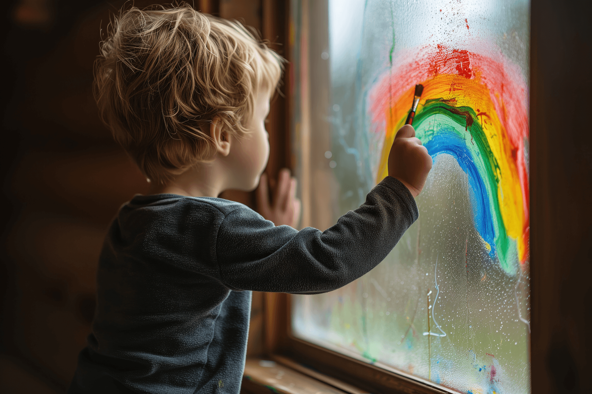 Criança realizando atividade de pintura